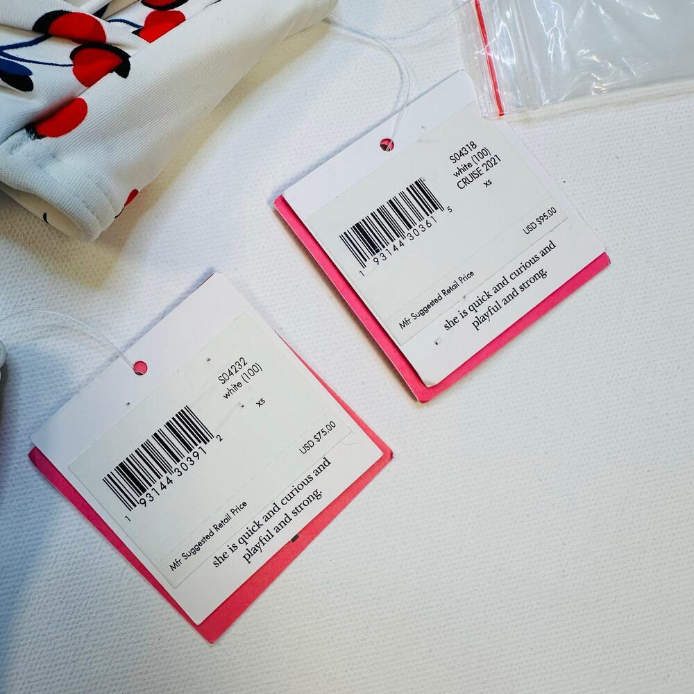 Kate Spade New York Cherry Toss Bandeau Bikini Top and High Waist Bottom - Picture 5 of 10